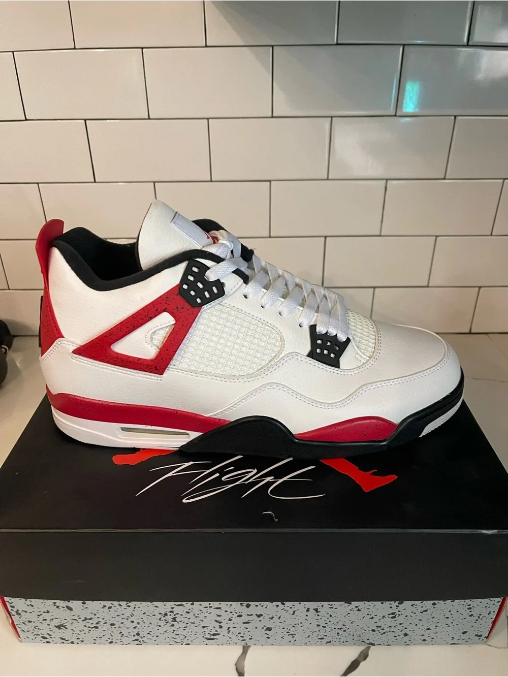 Men’s Retro 4 Red Cement Size 14.